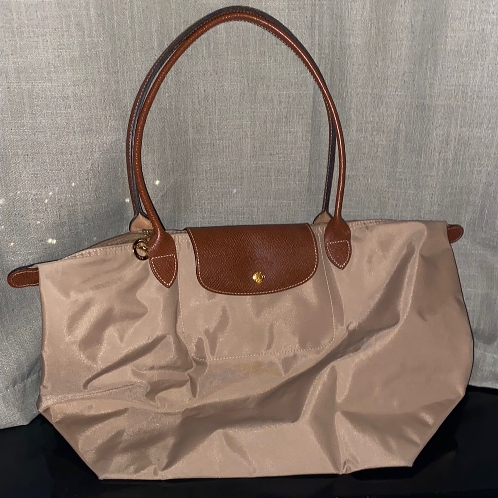 Longchamp Tan and Brown Tote Bag with Classic Design